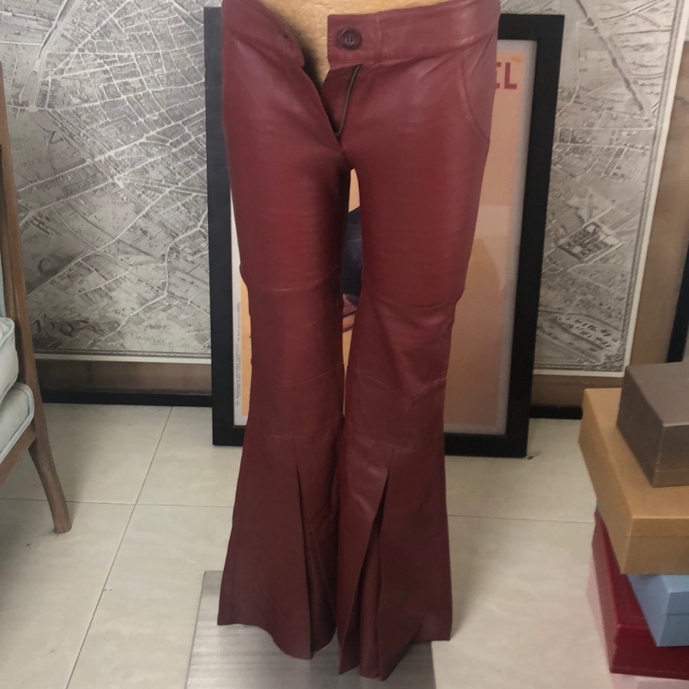 Carol Bassi Flared Leather Jeans Size 4